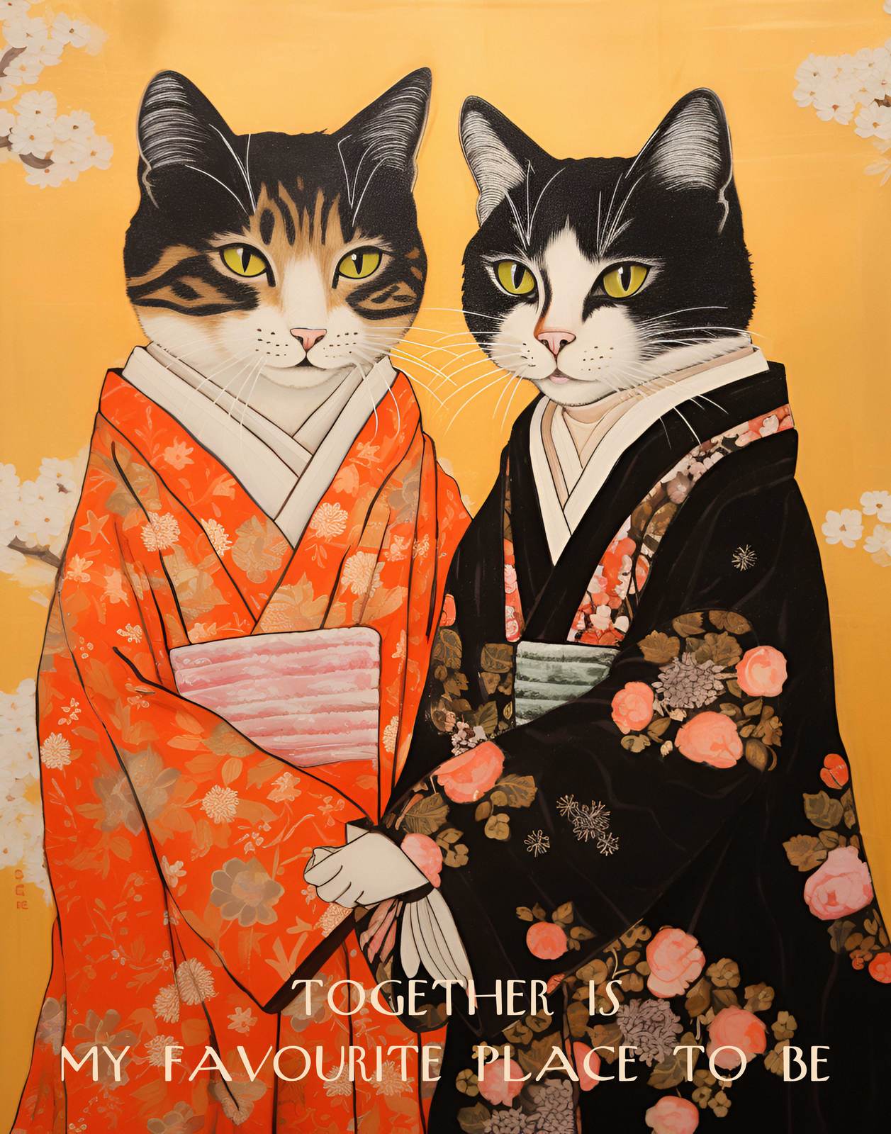 Poster - Två Katter i Kimonos