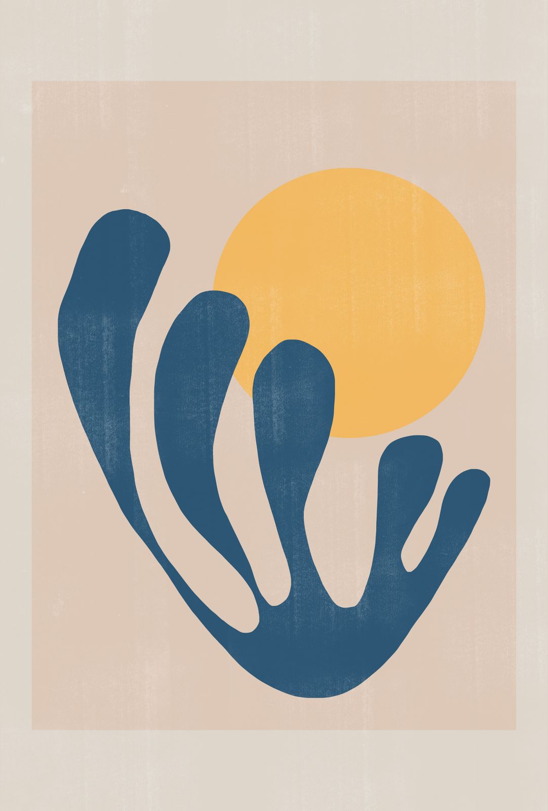 Poster - Abstrakt Sol och Vågor