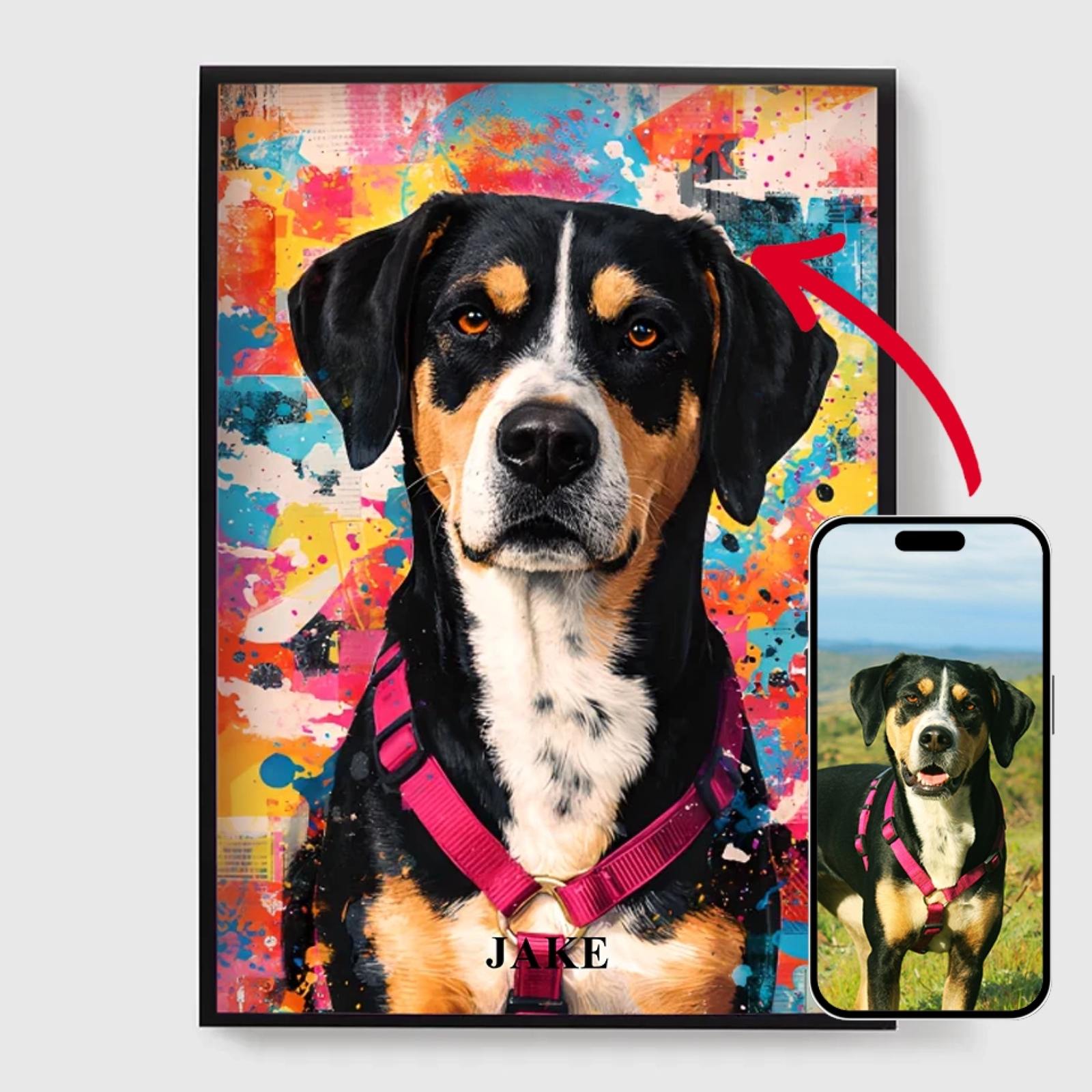 Poster - Färgglatt Hund Porträtt