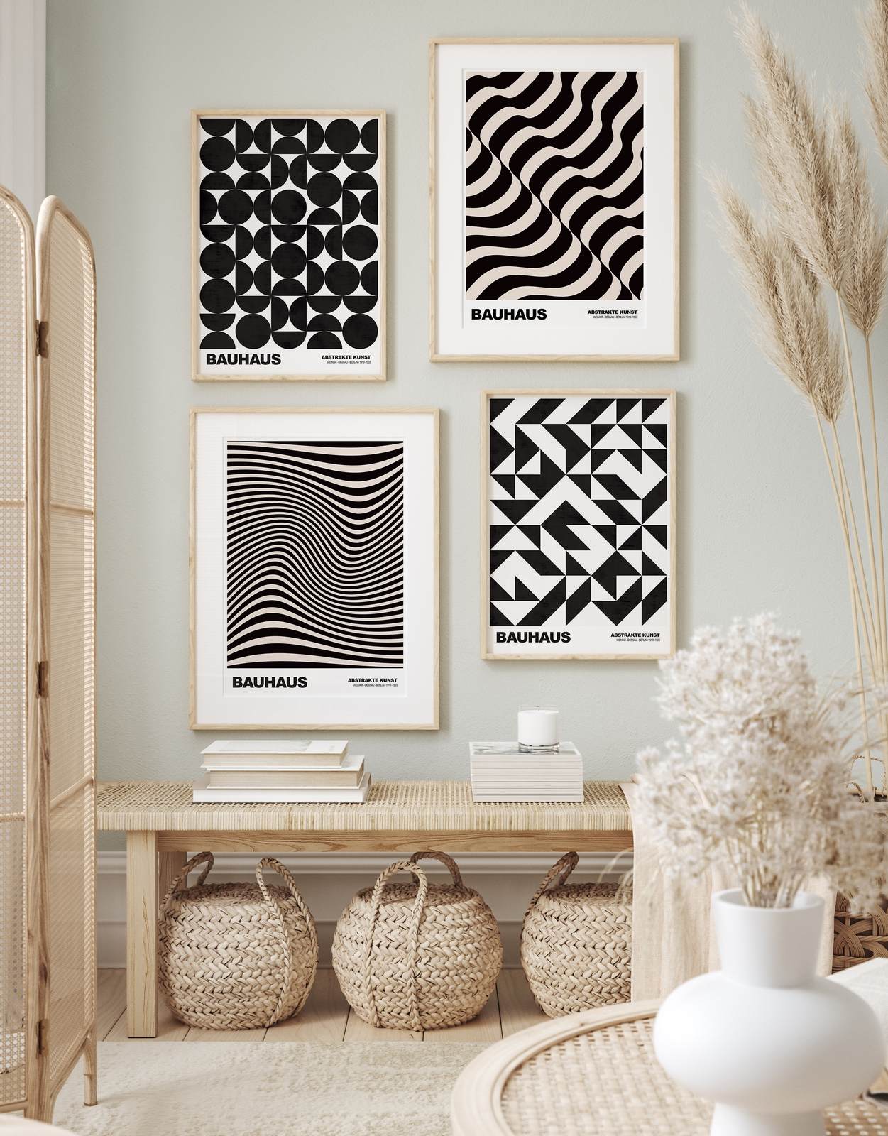 Poster - Bauhaus Abstrakt Set om 4