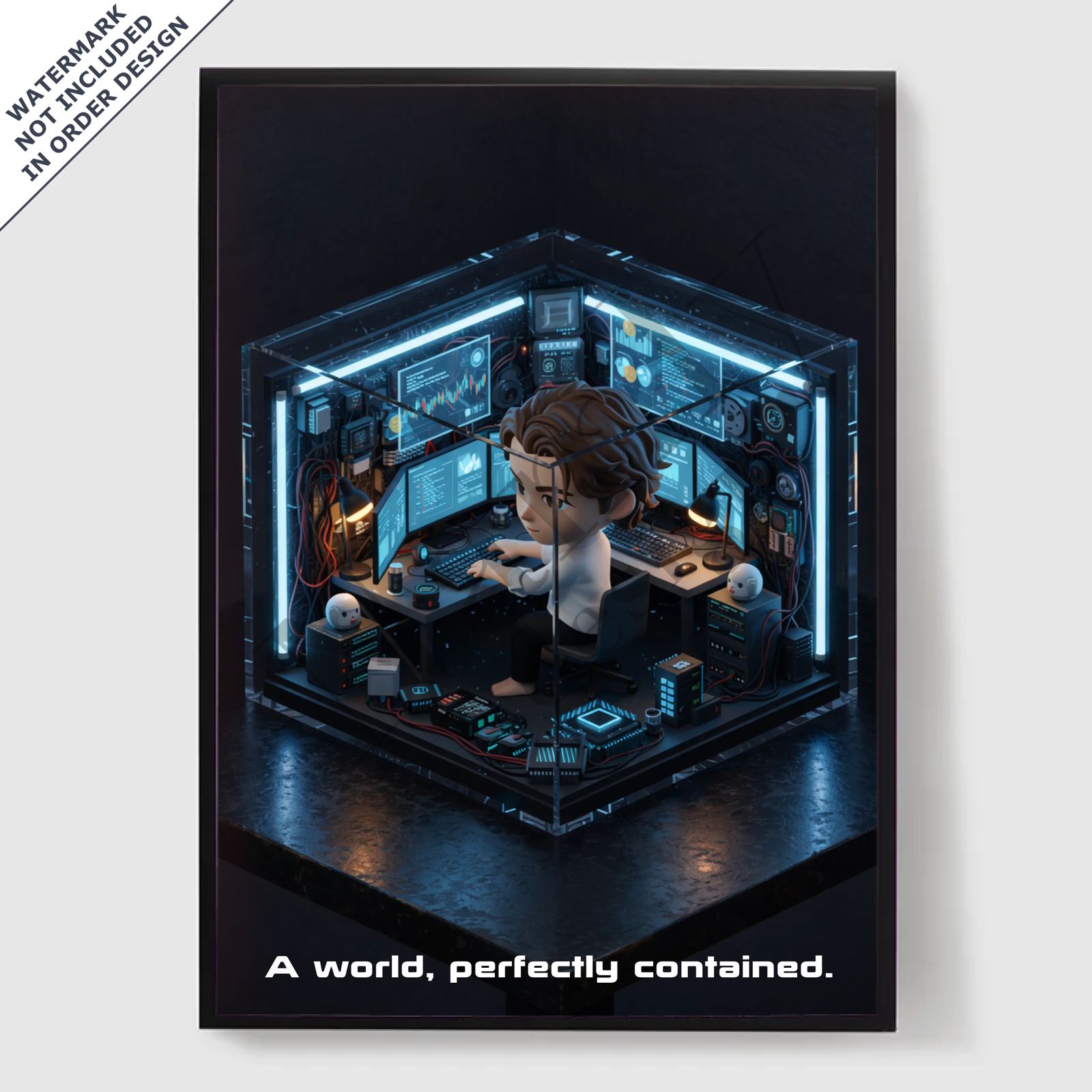 Personlig Poster - 3D Kub Diorama - AI Poster