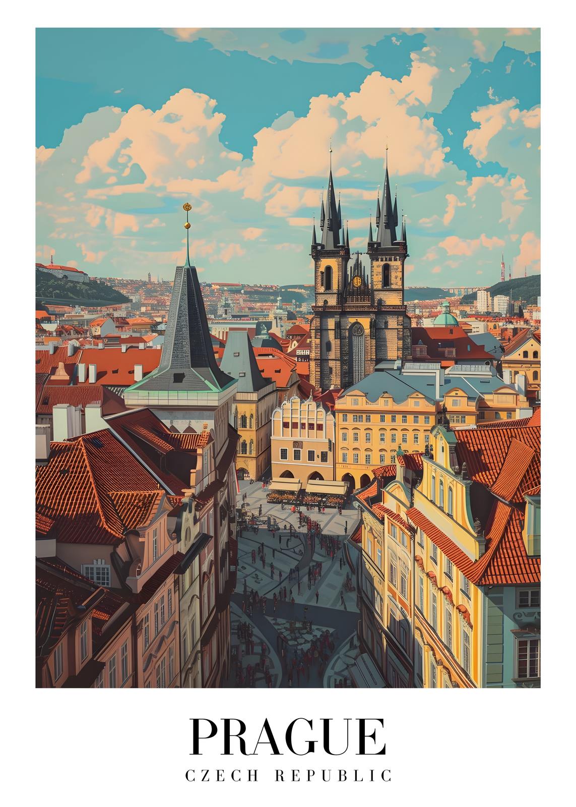 Poster - Prag Stadssilhuett