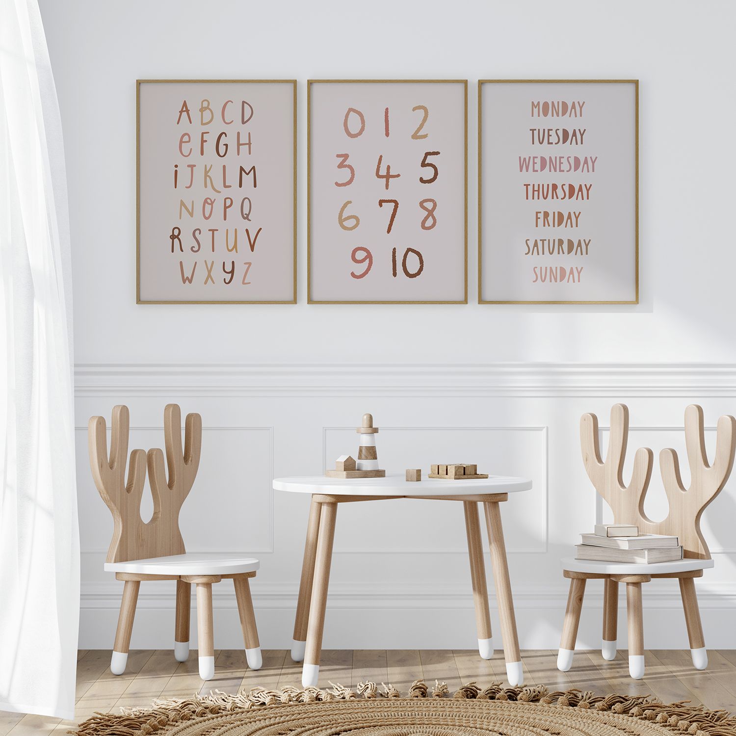 Poster - ABC, Nummer, Dagar / Set om 3