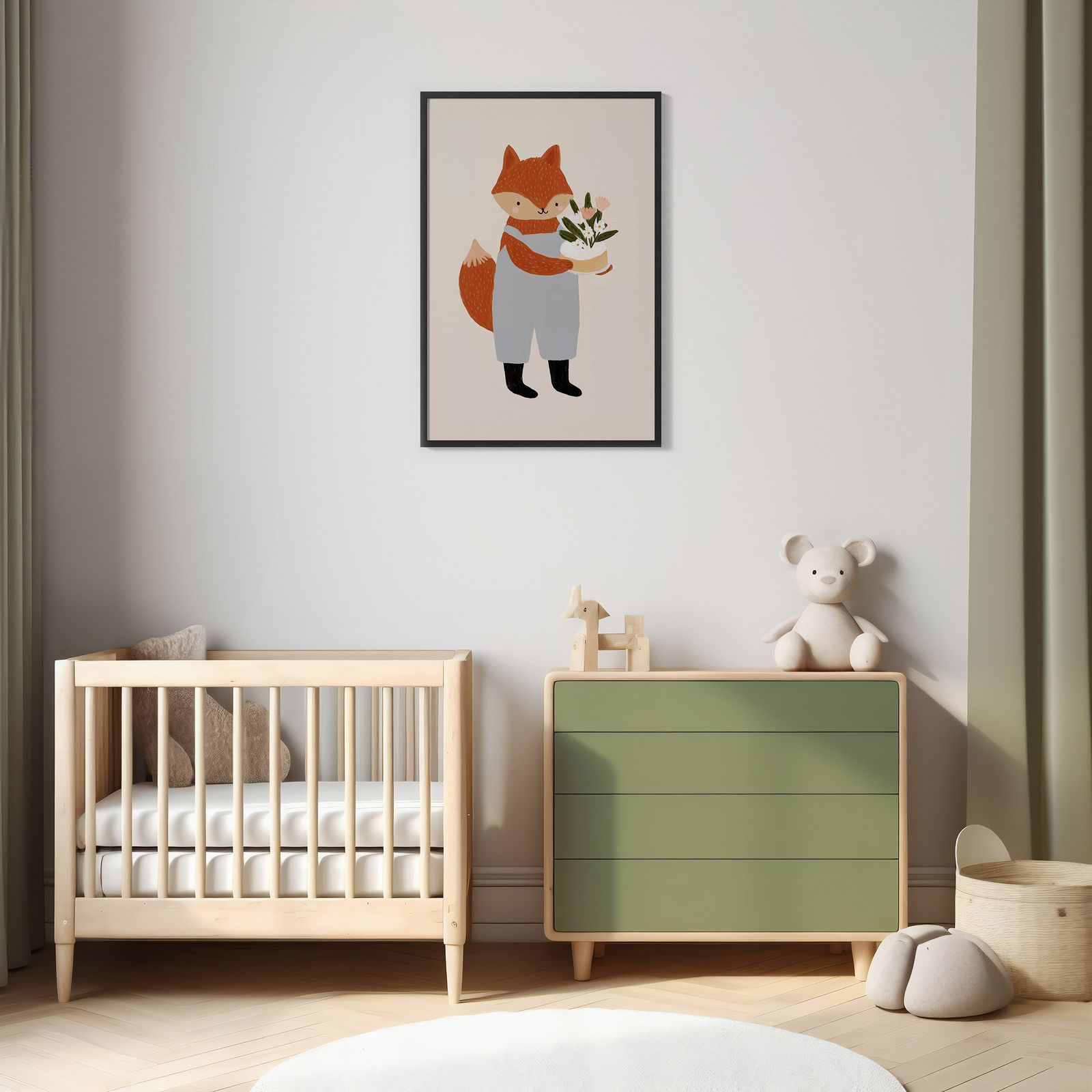 Poster - Räv med Blommor