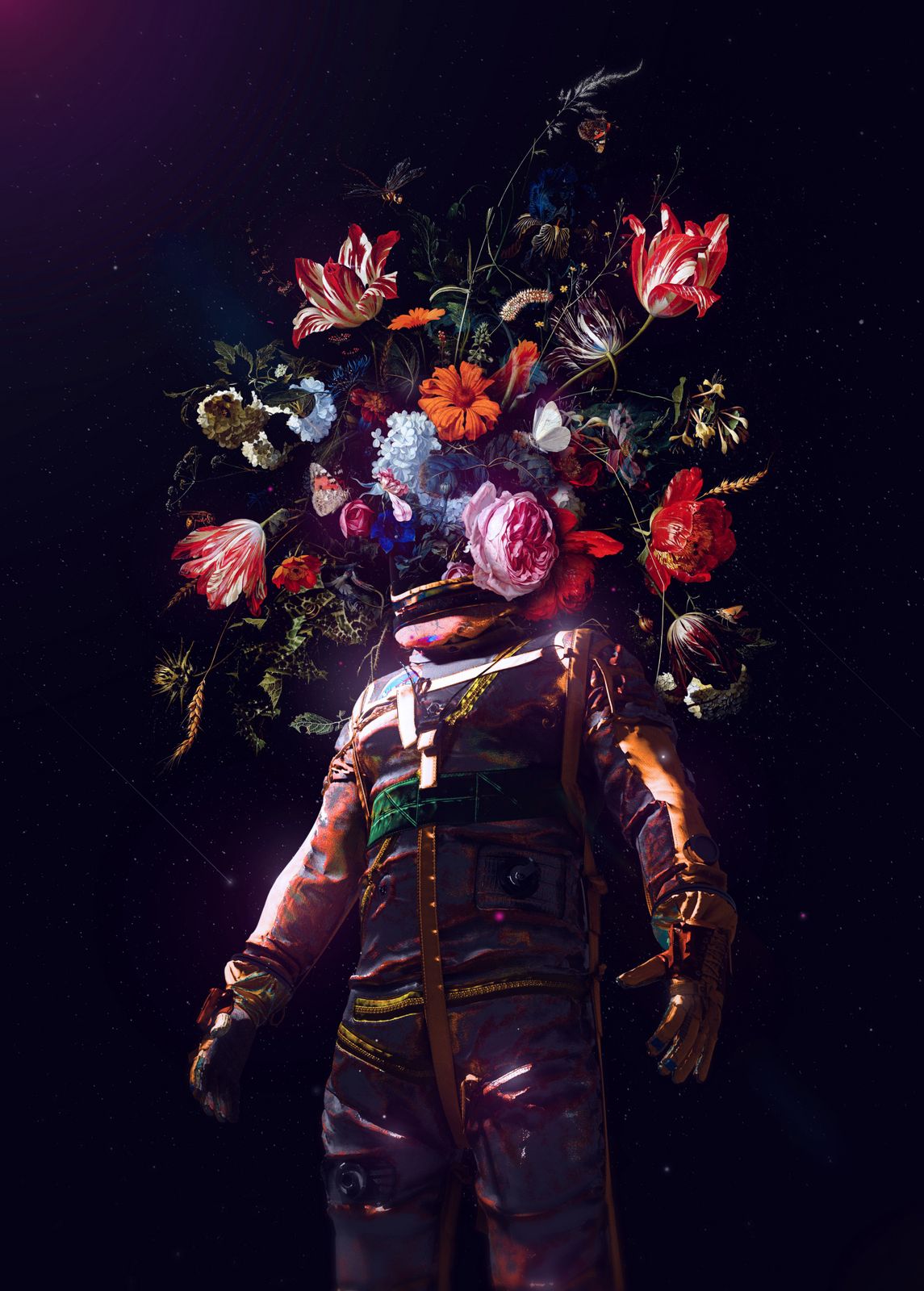 Poster - Astronaut med Blommor