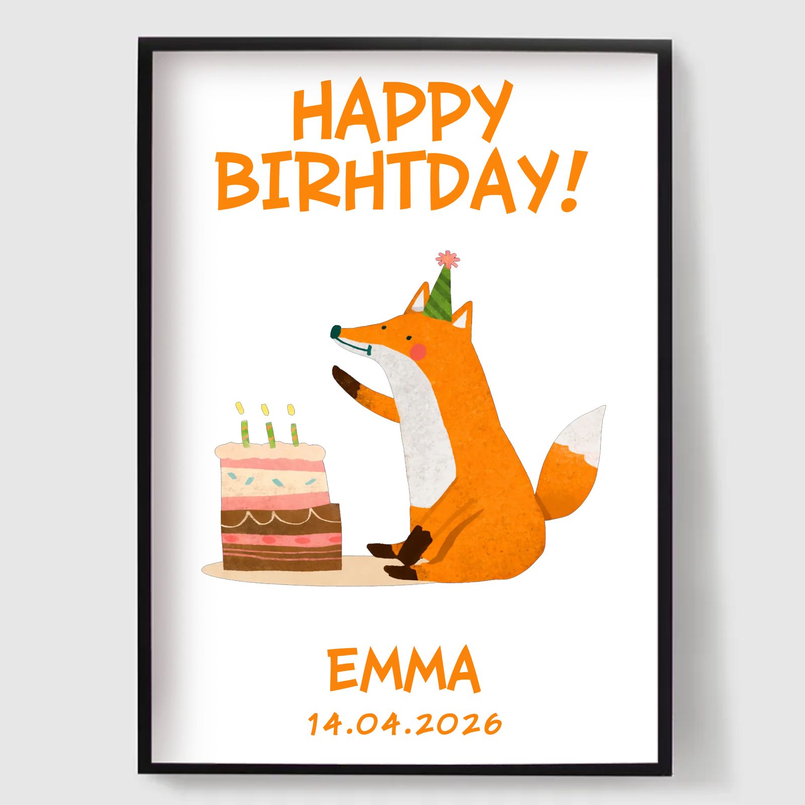 Personlig Poster - Grattis på Födelsedagen Djuraffisch