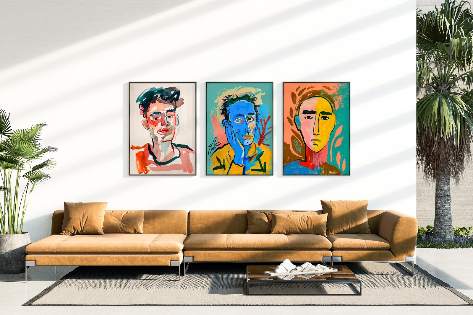 Poster - Färgglada Porträtt Set av 3