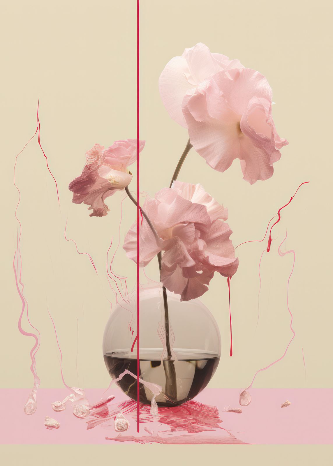 Poster - Rosa Blomster Elegans