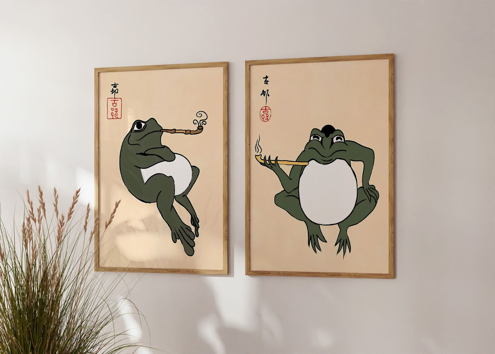 Poster - Rökande Groda Konst / Set av 2