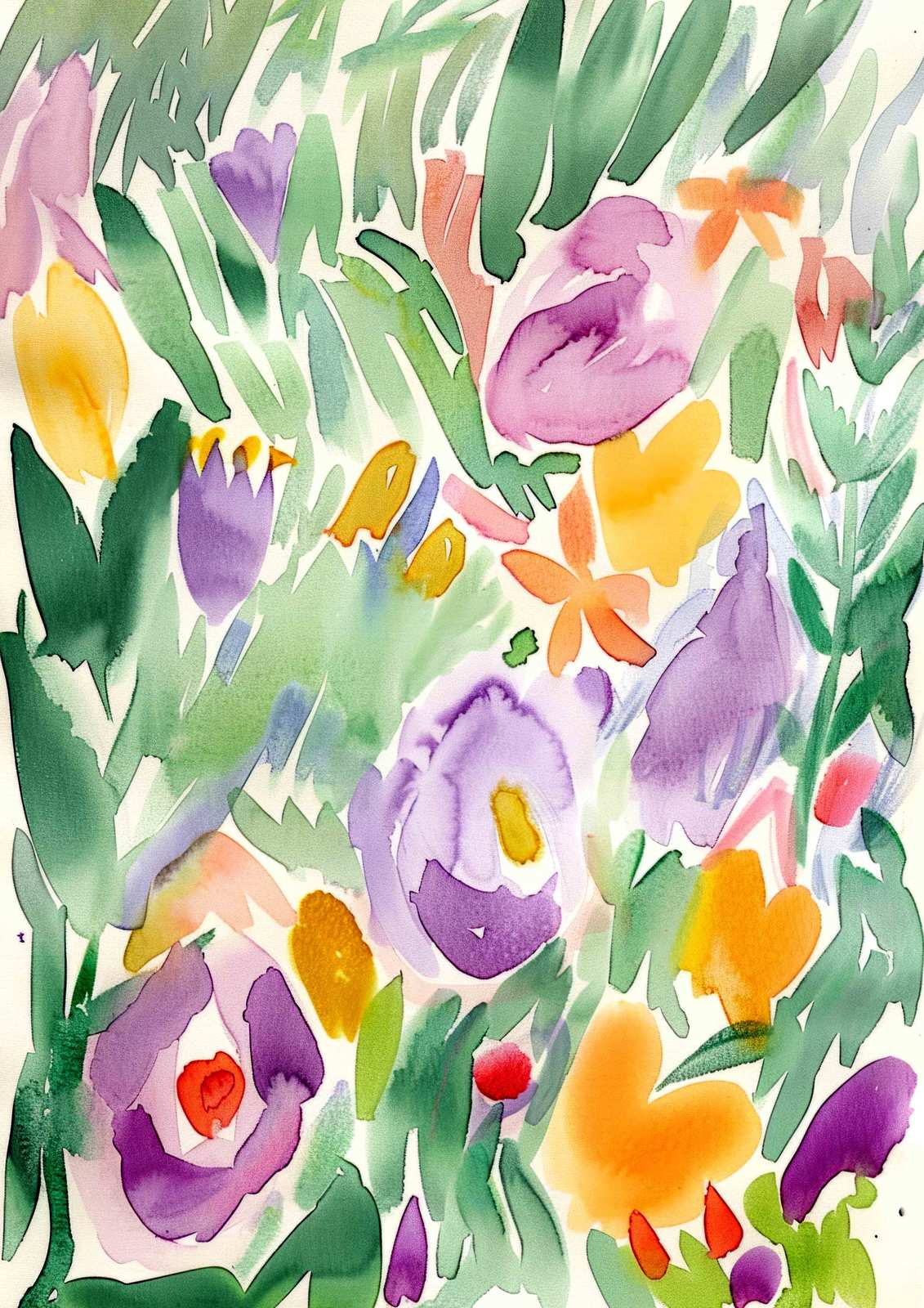 Poster - Blommigt Akvarellverk