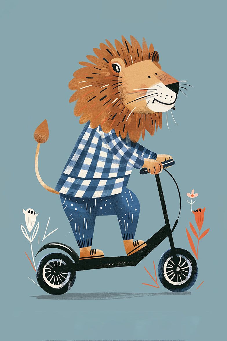 Poster - Lejon på Scooter