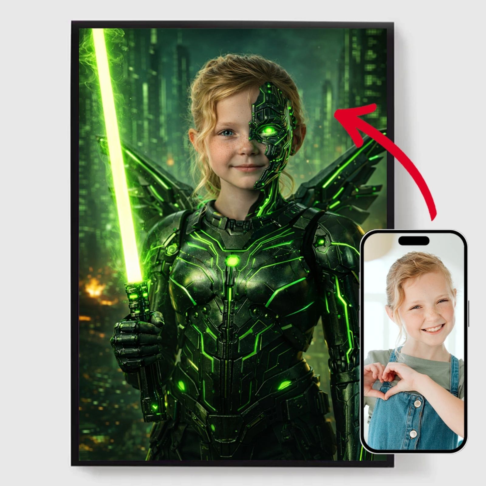Personlig Poster - Kid Greensaber Hjälte - AI Poster
