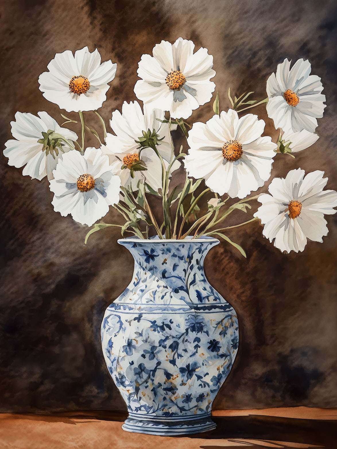 Poster - Vita Blommor i Vas