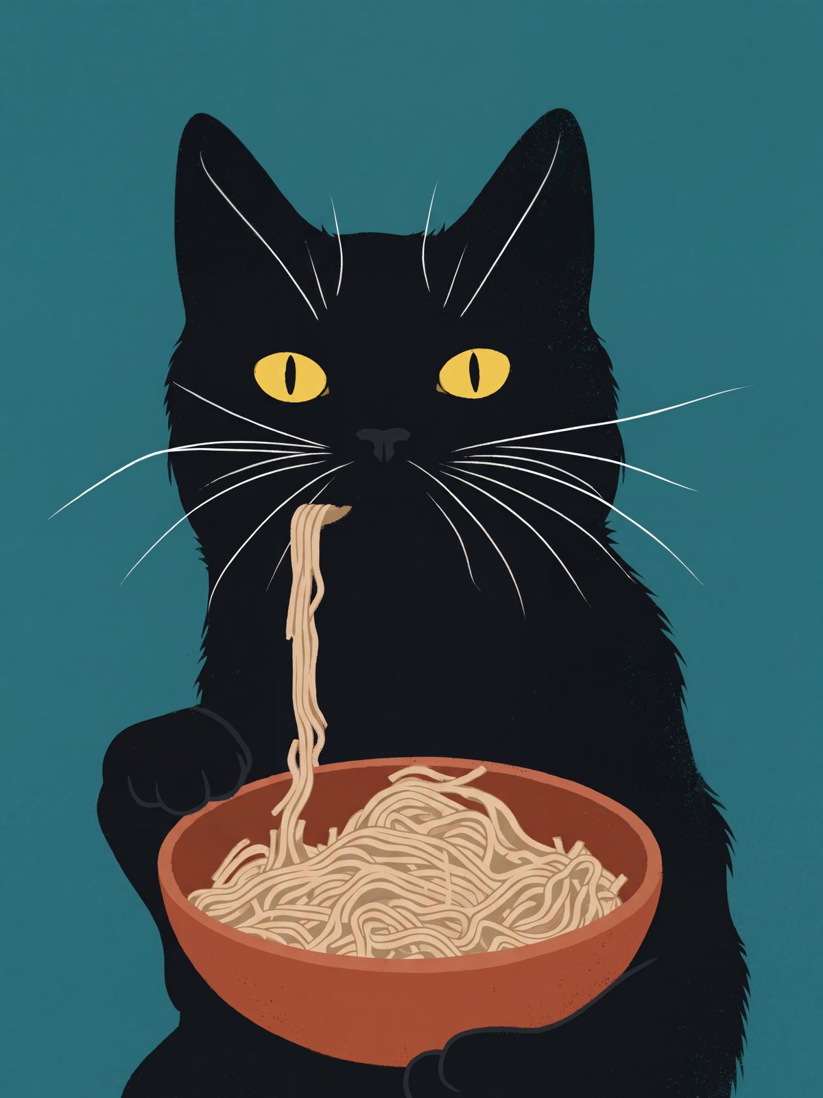Poster - Katt med Nudlar