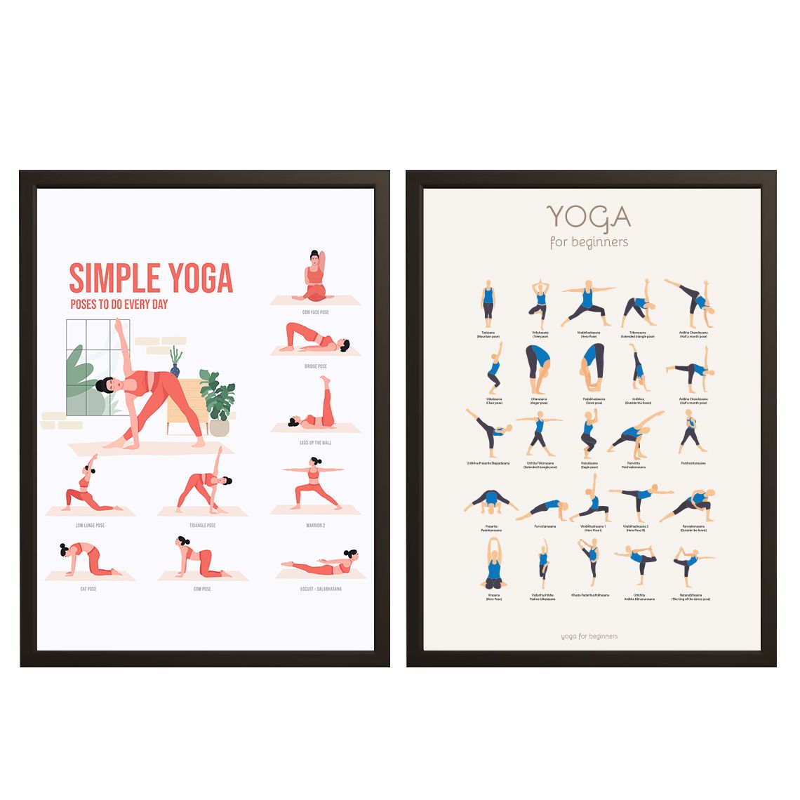 Poster - Yoga Poses Set om 2