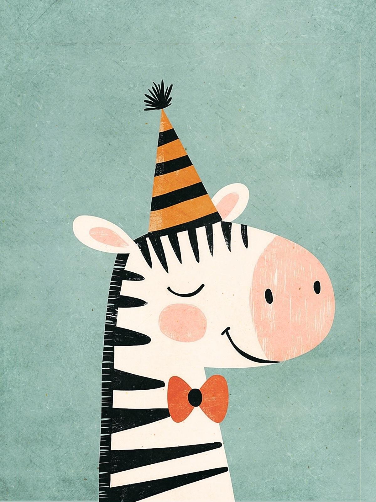 Poster - Zebra med Festhatt