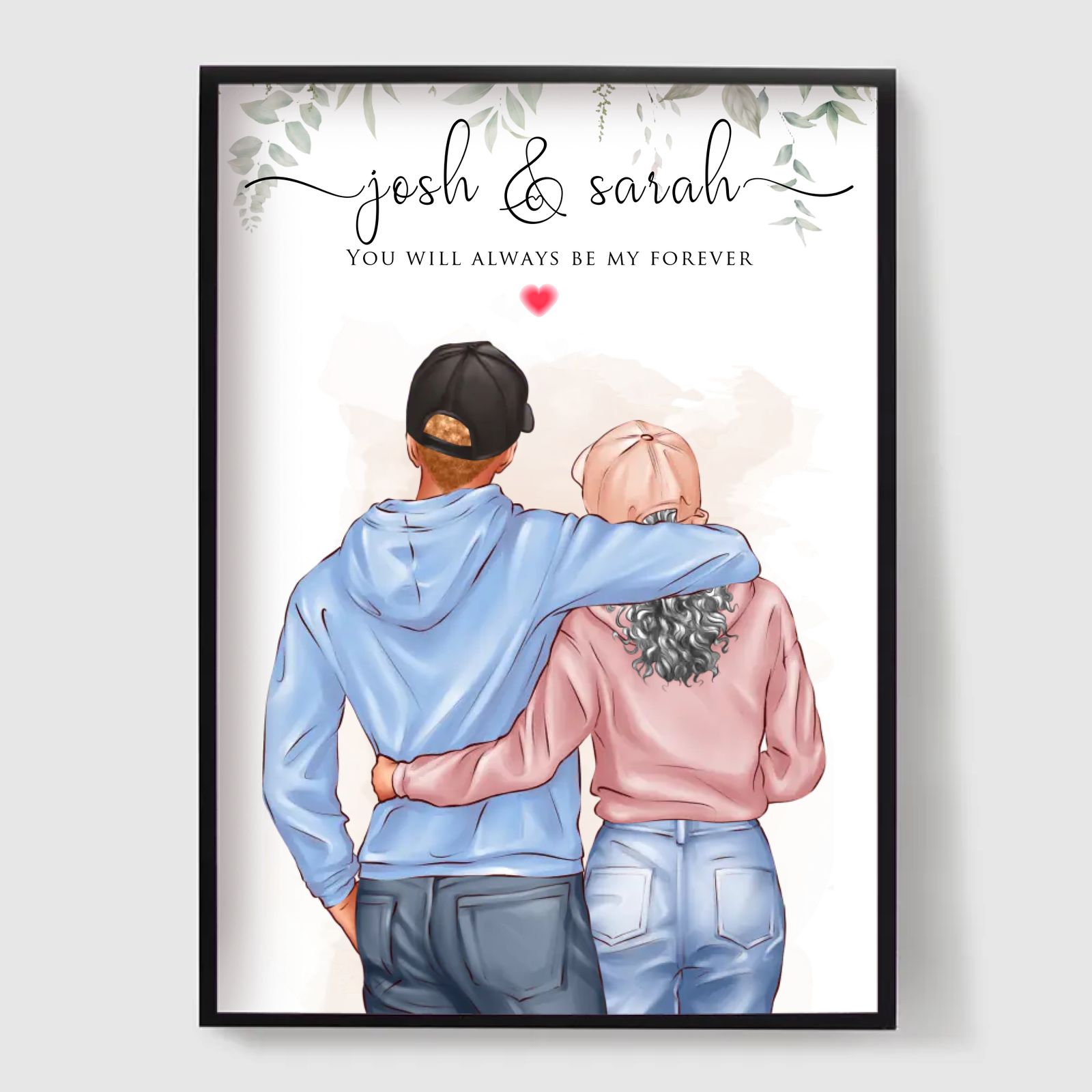 Personlig Poster - Romantisk Par Kärleksillustration