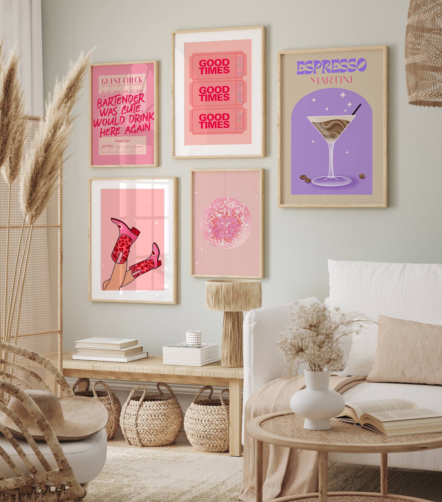 Poster - Rolig Retro Konst / Set om 5