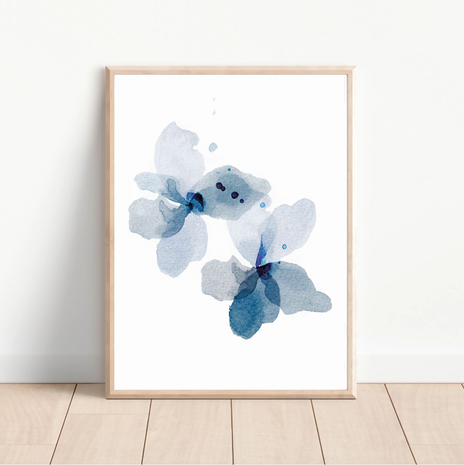 Blå Akvarellblomma Poster