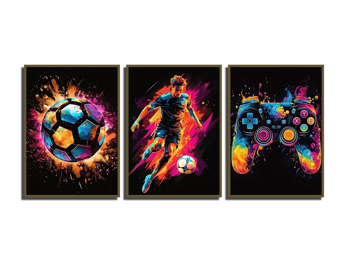 Poster - Färgglada Sport & Spel / Set av 3