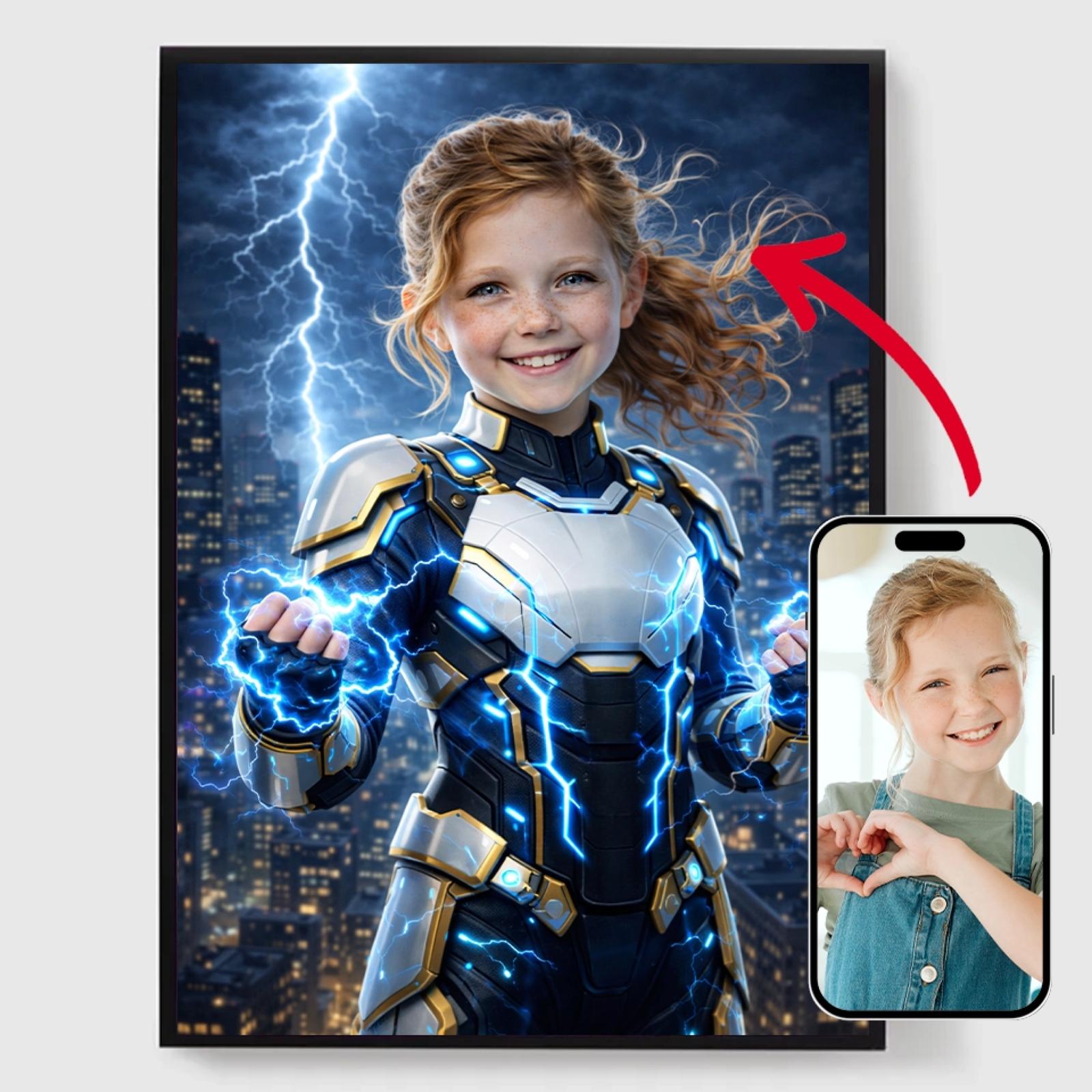 Personlig Poster - Kid Lightning Hero - AI Poster