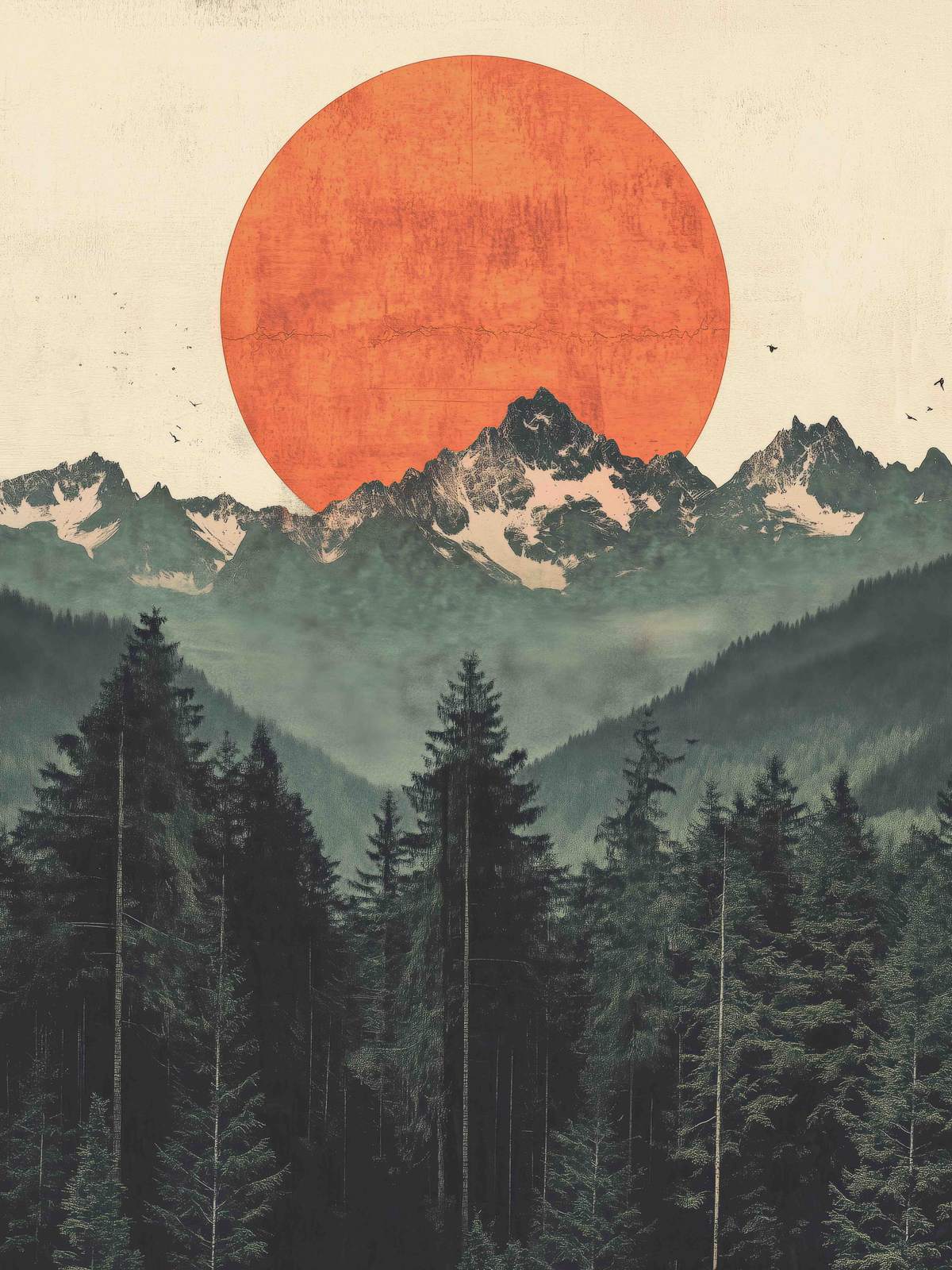 Poster - Solnedgång över bergen