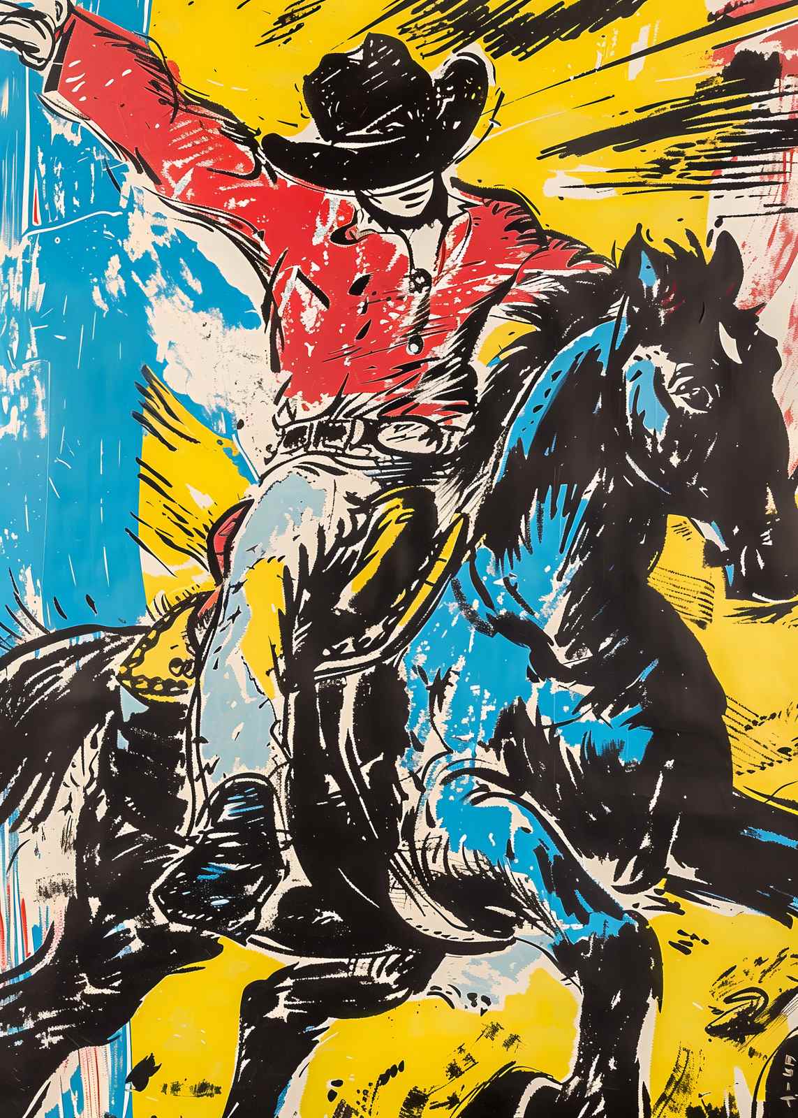 Poster - Färgglad Cowboy Konst