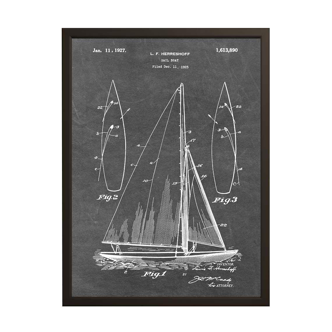 Patentritningsaffisch - Segelbåtsdesign