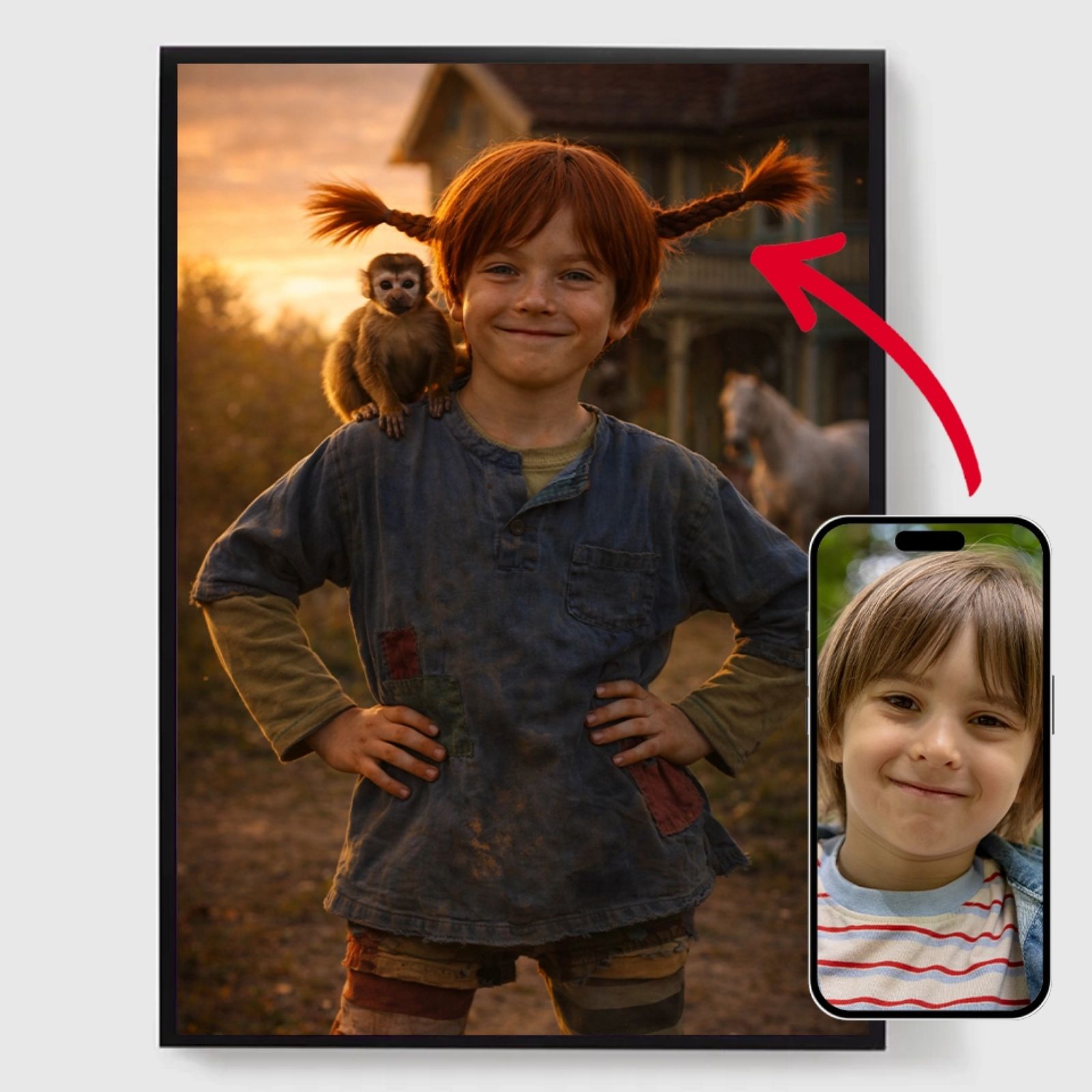 Personlig Poster - Pippi Inspirerad Barn - AI Poster