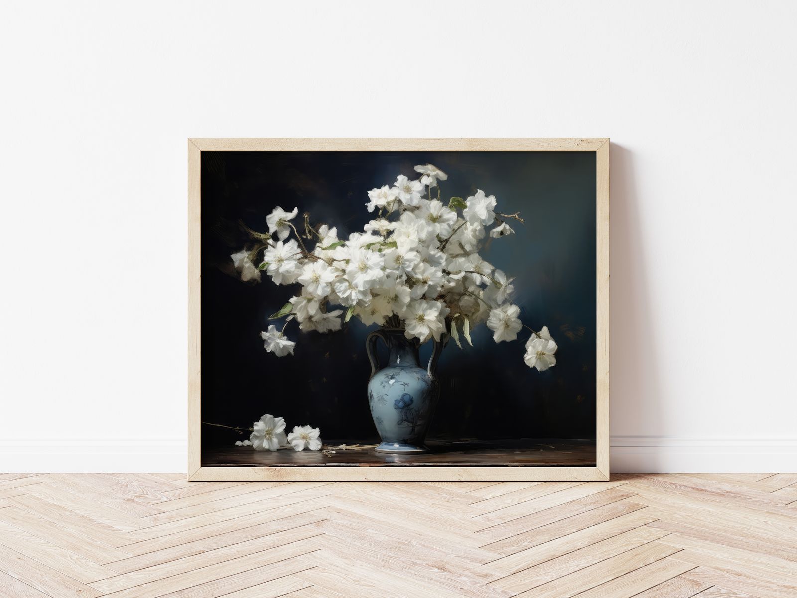 Poster - Vita Blommor i Vas