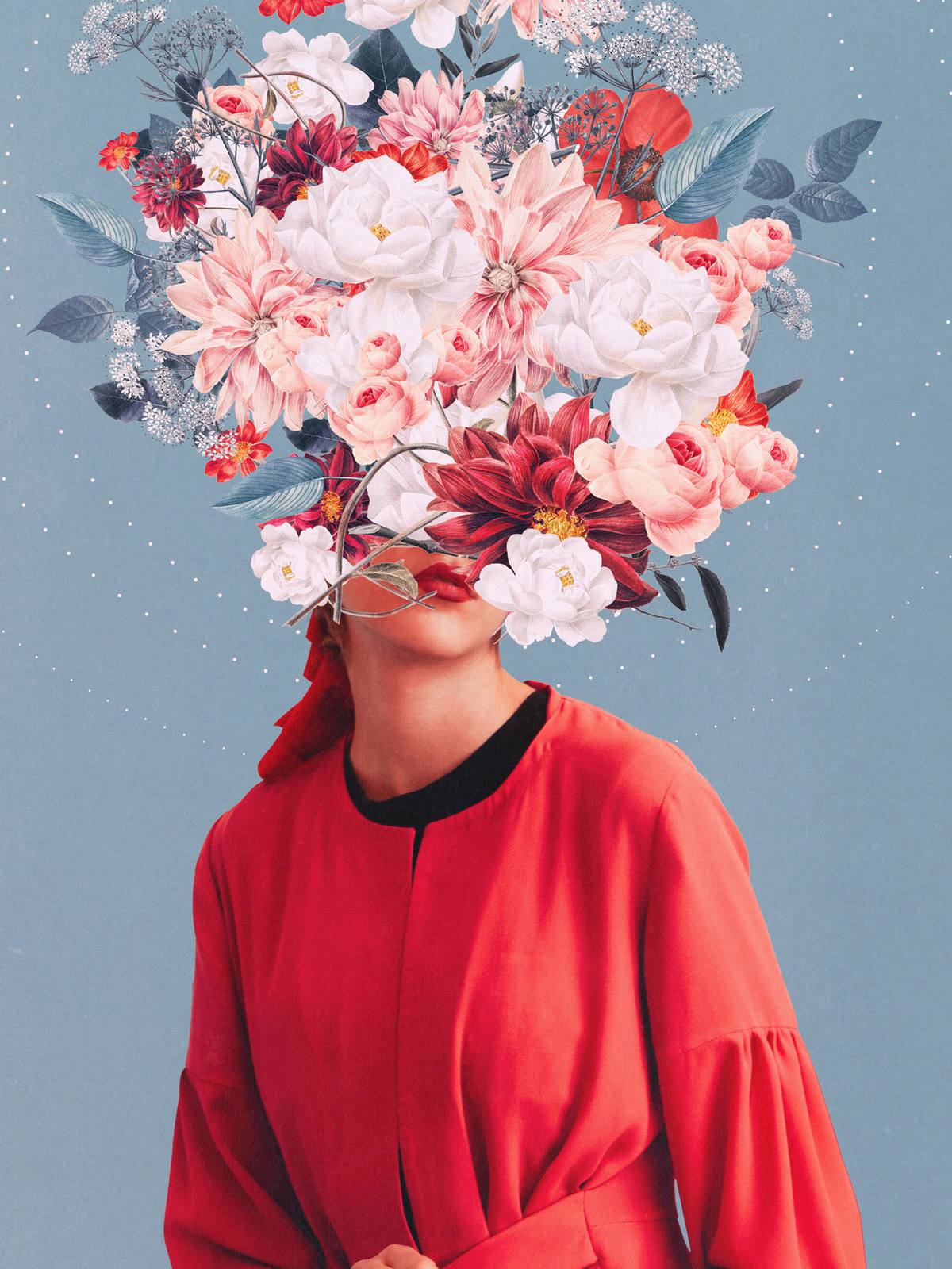 Poster - Blomsterabstrakt Porträtt