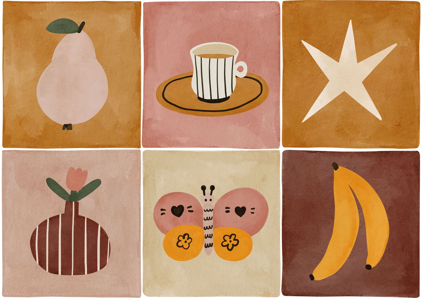 Poster - Frukt och Stjärna Set of 6