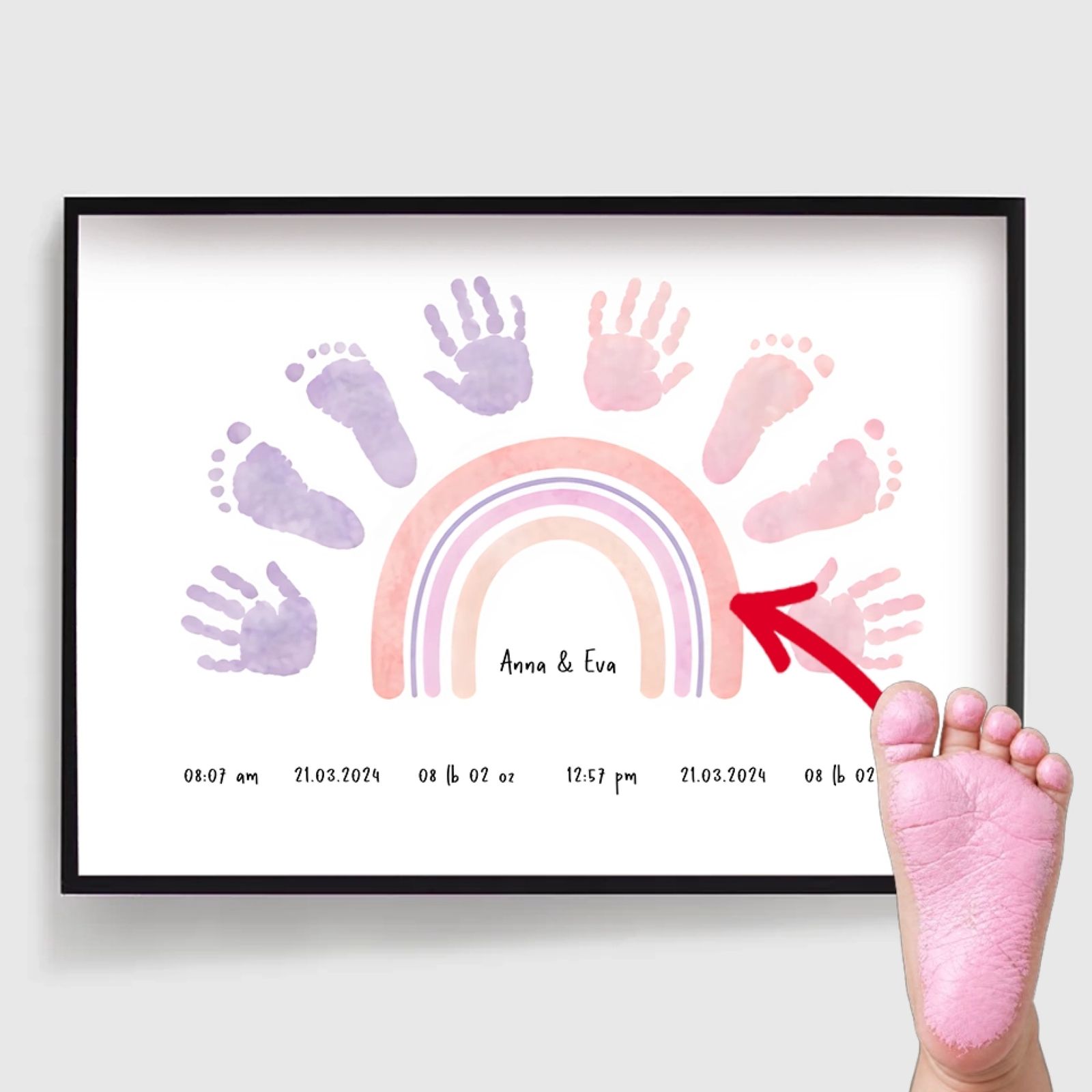 Personlig Poster - Regnbåge Hand- och Fotavtryck Poster