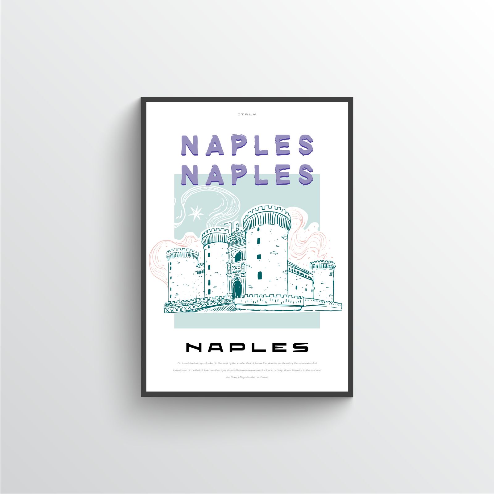 Neapel Poster med Slott Illustration