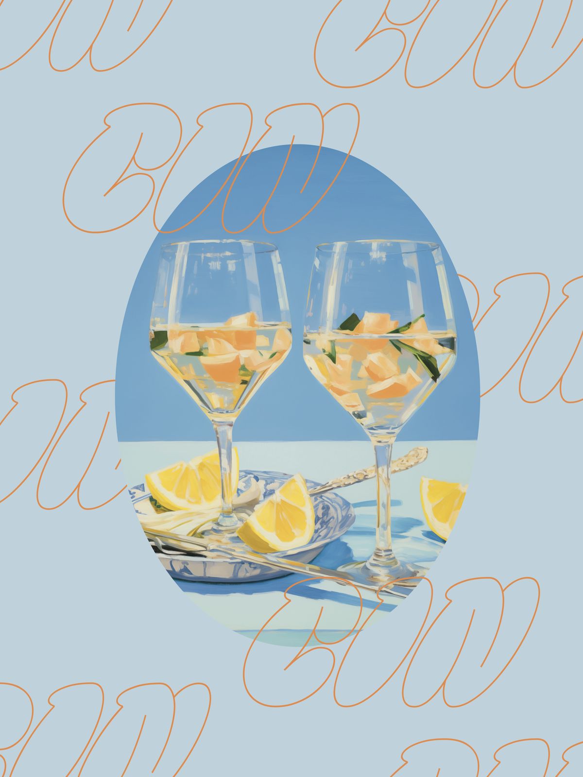 Poster - Citron Vinglas Stilleben