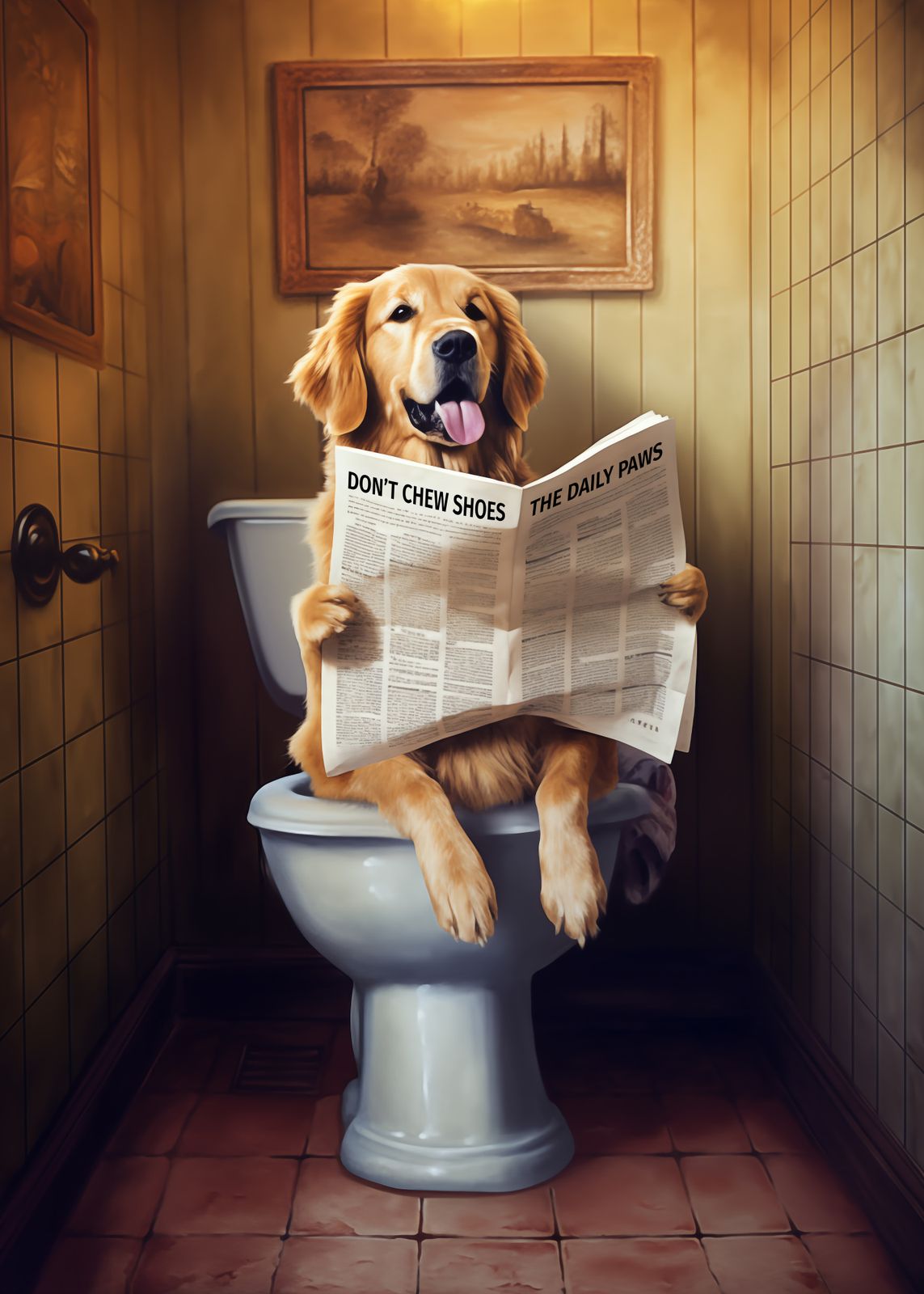 Poster - Hund som Läser Tidningen