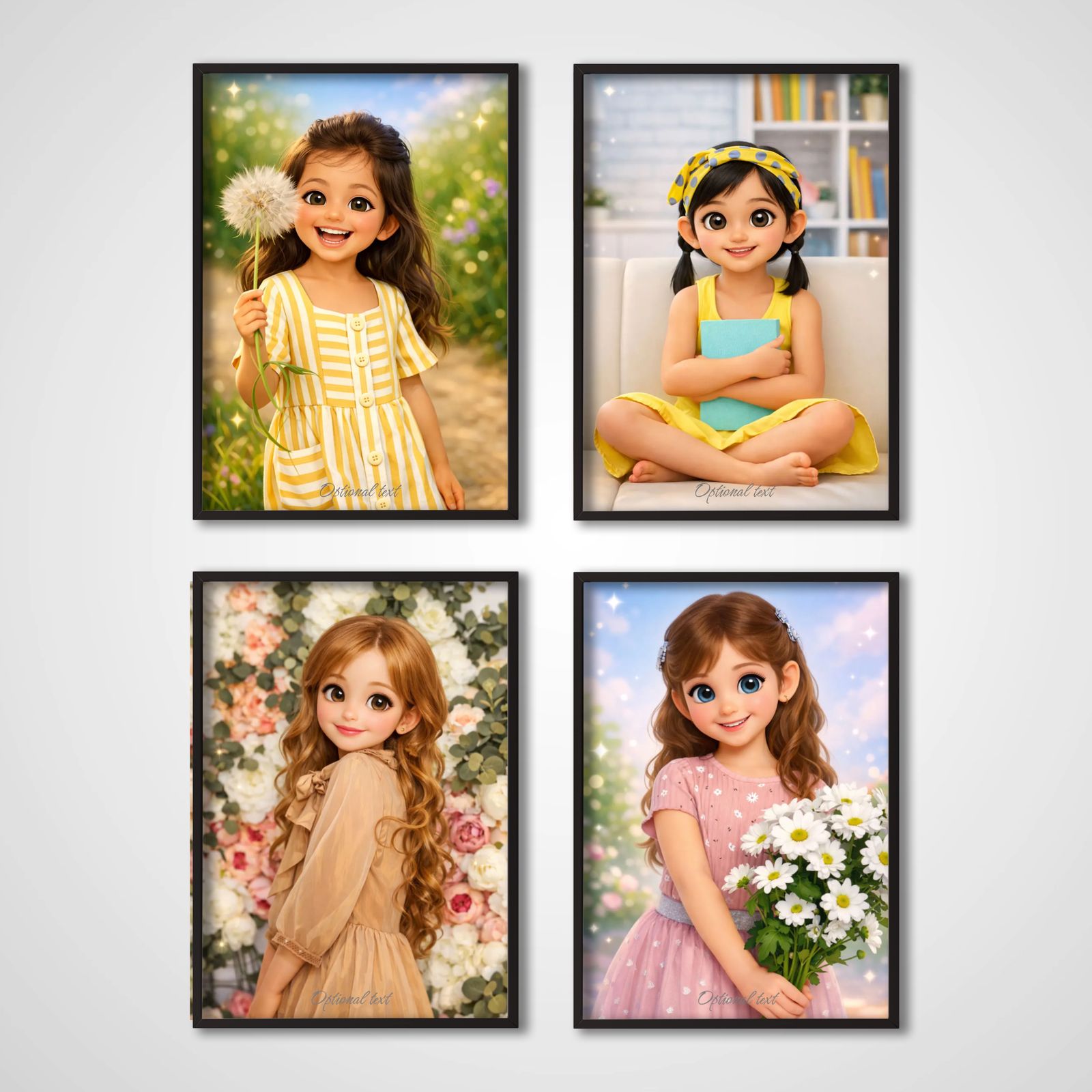 Personlig Poster - 3D Animerad Filmstil - Set om 4 - AI Poster