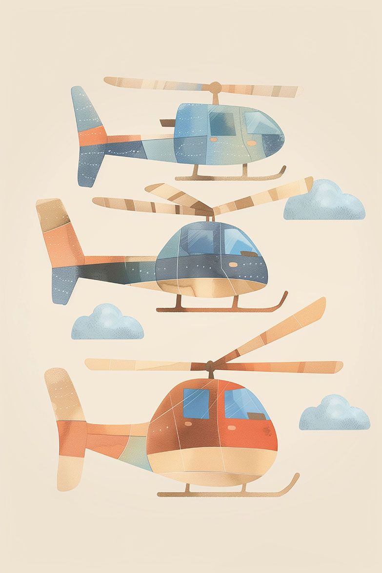 Poster - Färgglada Helikoptrar