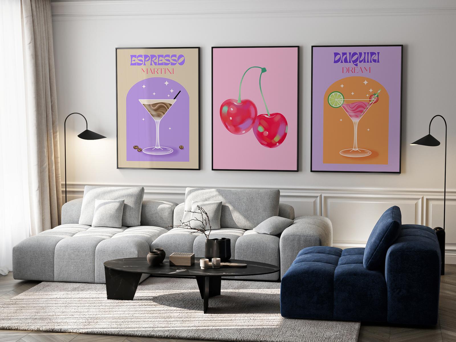 Poster - Cocktailtrio / Set om 3