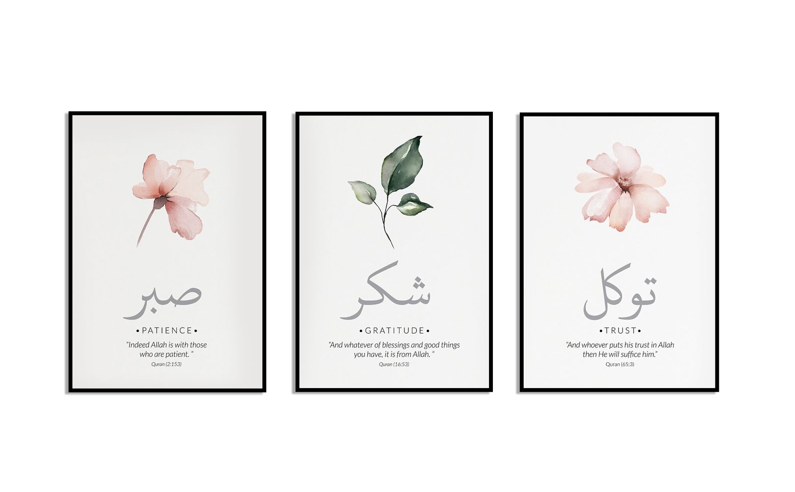 Tålamod, Tacksamhet, Tillit Poster - Set av 3