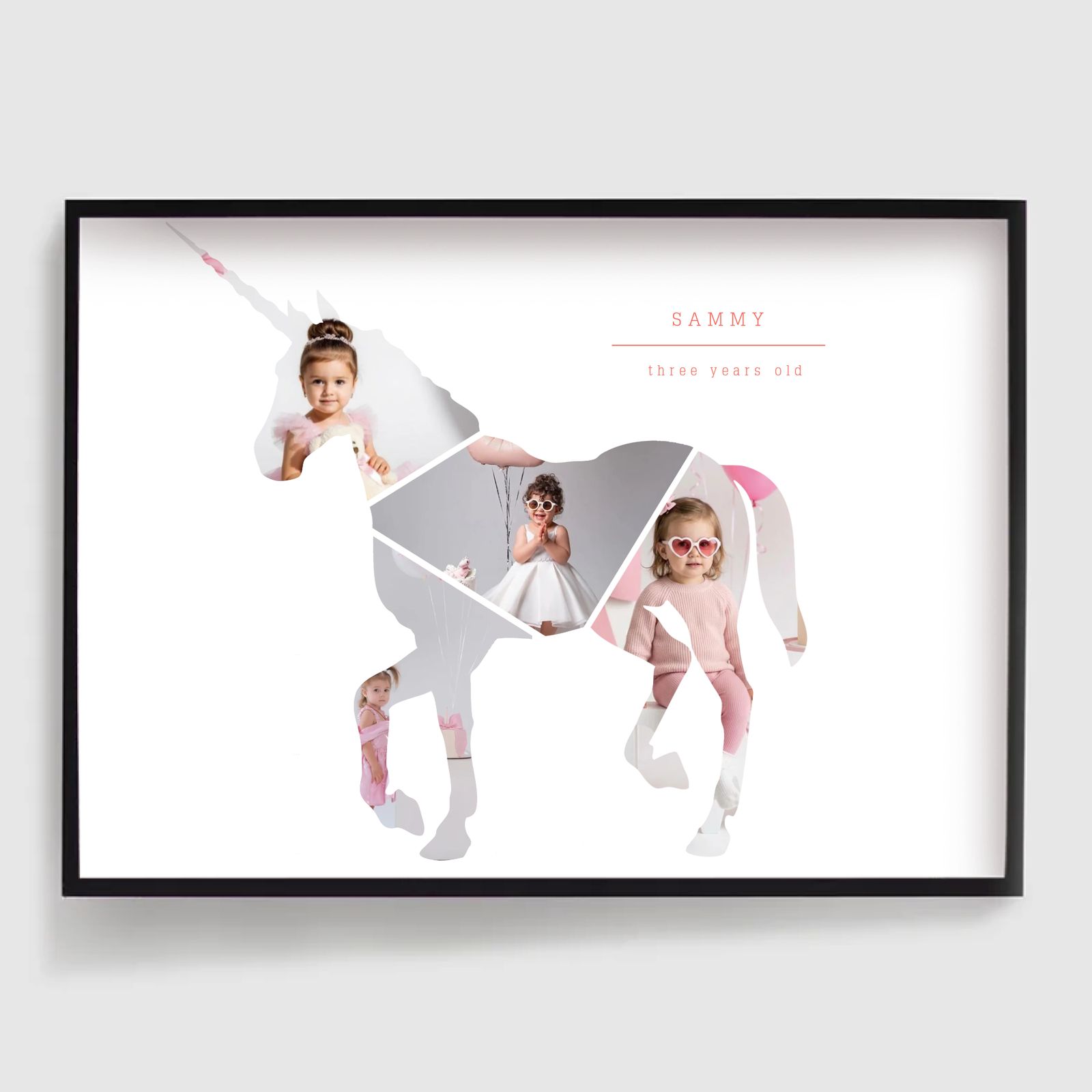Personlig Poster - Enhörningsformad Kollage - 4 Foton