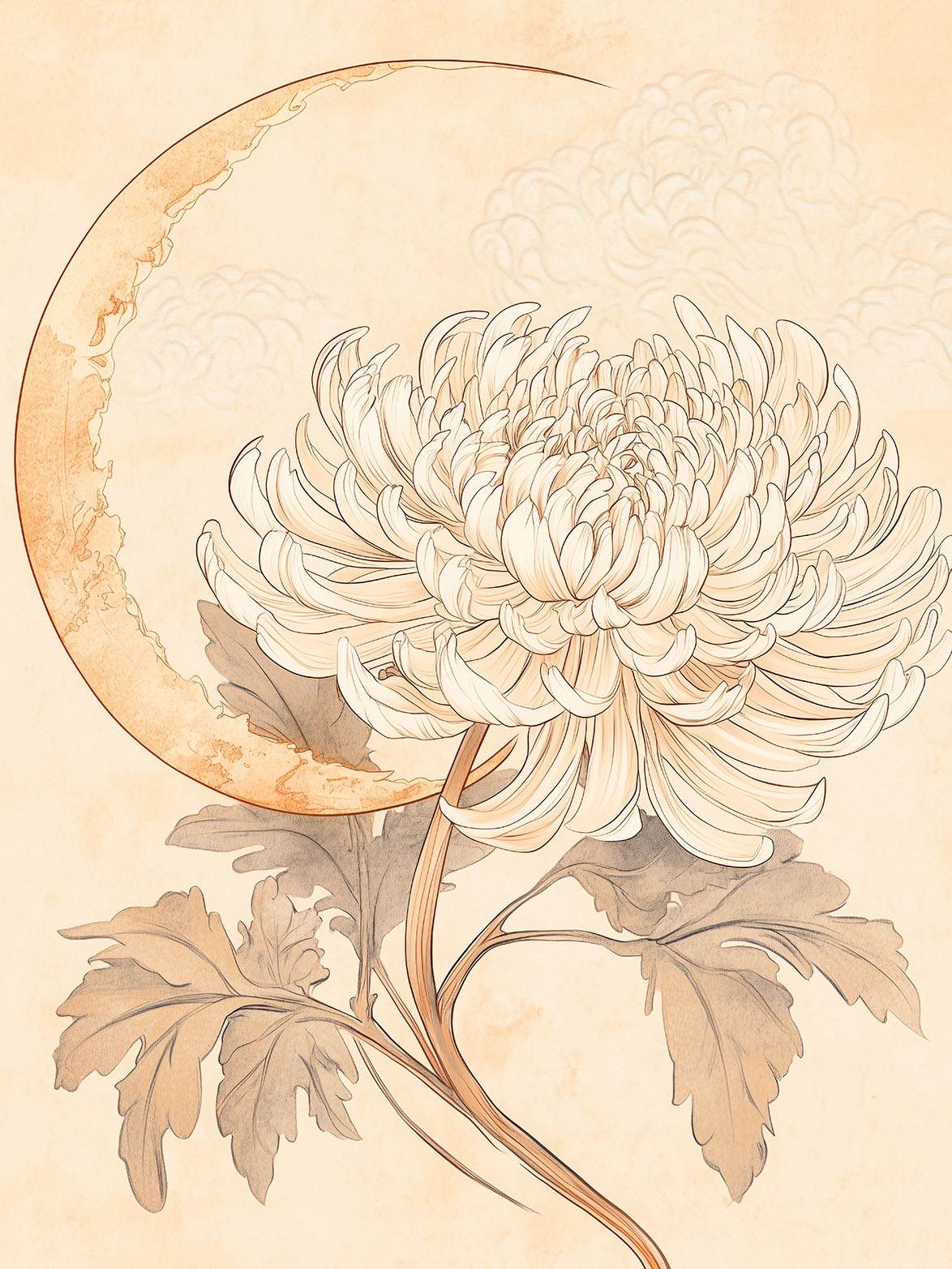 Poster - Chrysanthemum med Måne