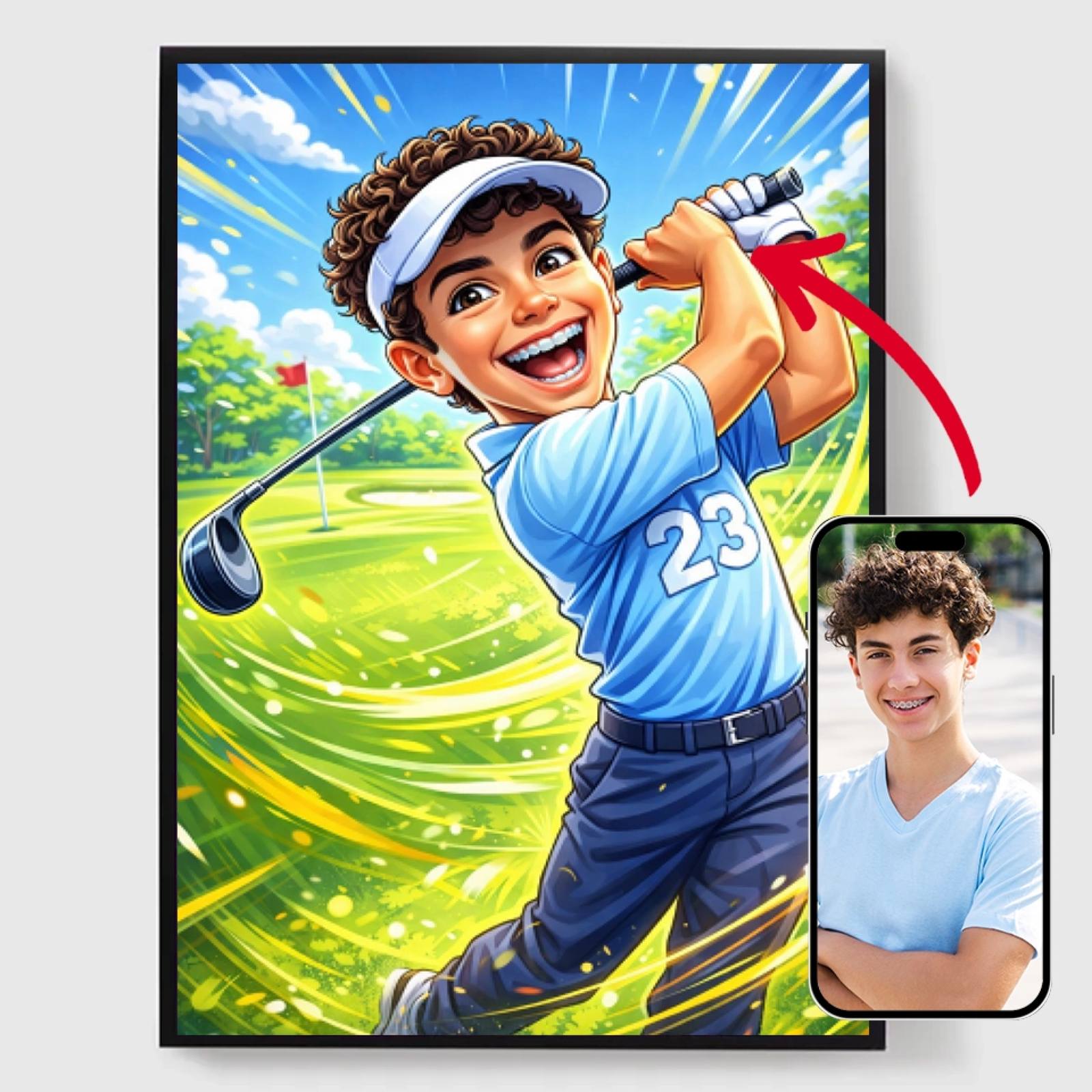 Personlig Poster - Rolig Golftecknad - AI Poster