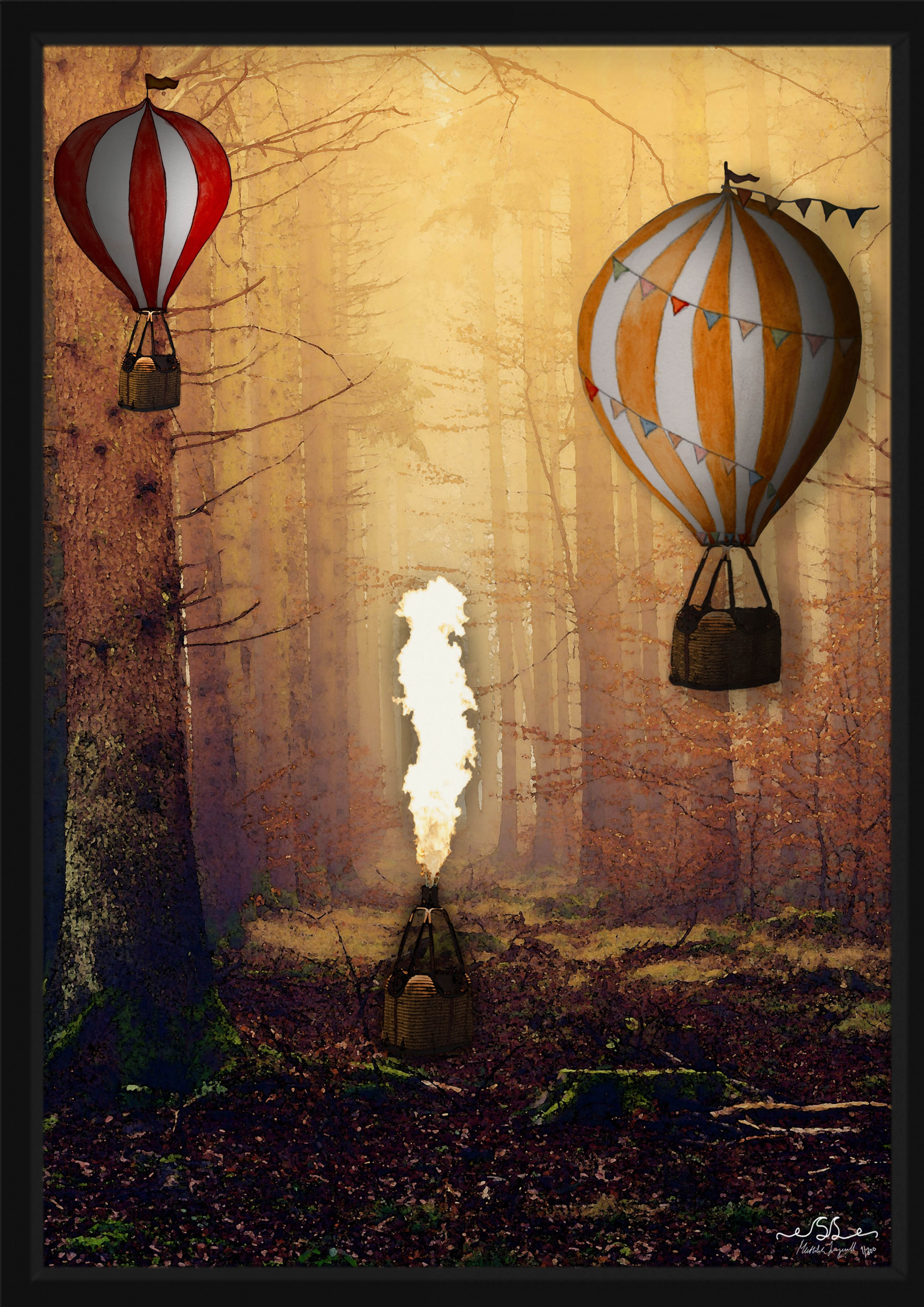 Affisch - Luftballonger i skogen