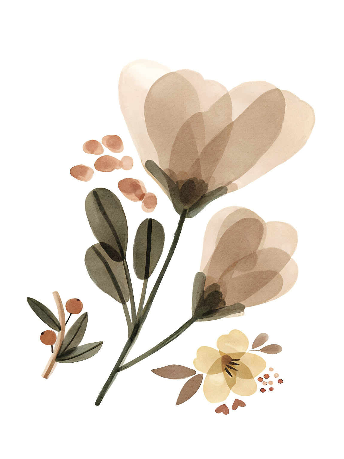 Affisch – Blommor / Brun / 02