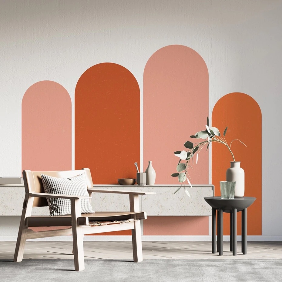 Väggdekal - Boho Arch / Rosa och brunt