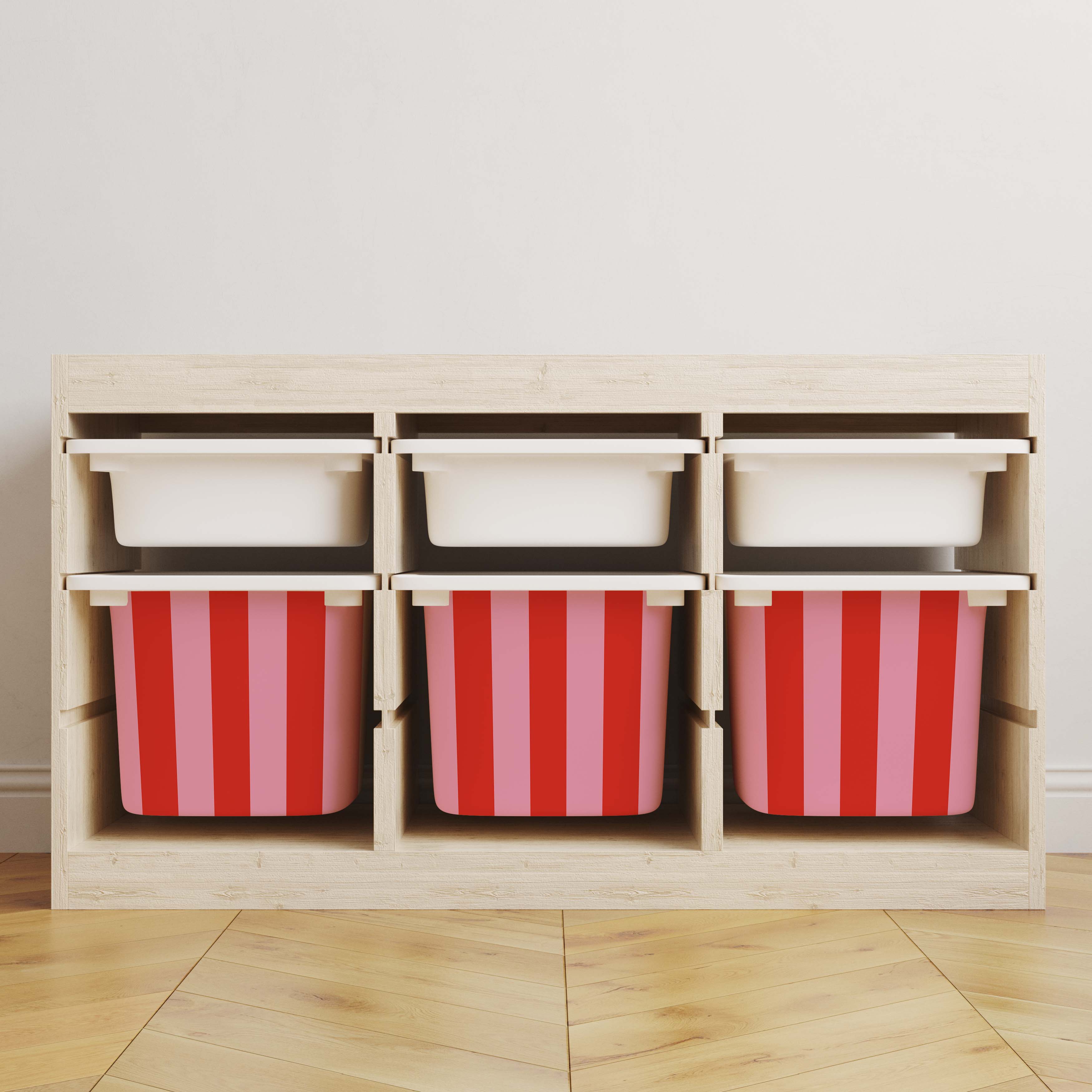 Självhäftande klistermärken – Trofast Box Decals / Välj storlek / Stripes red pink