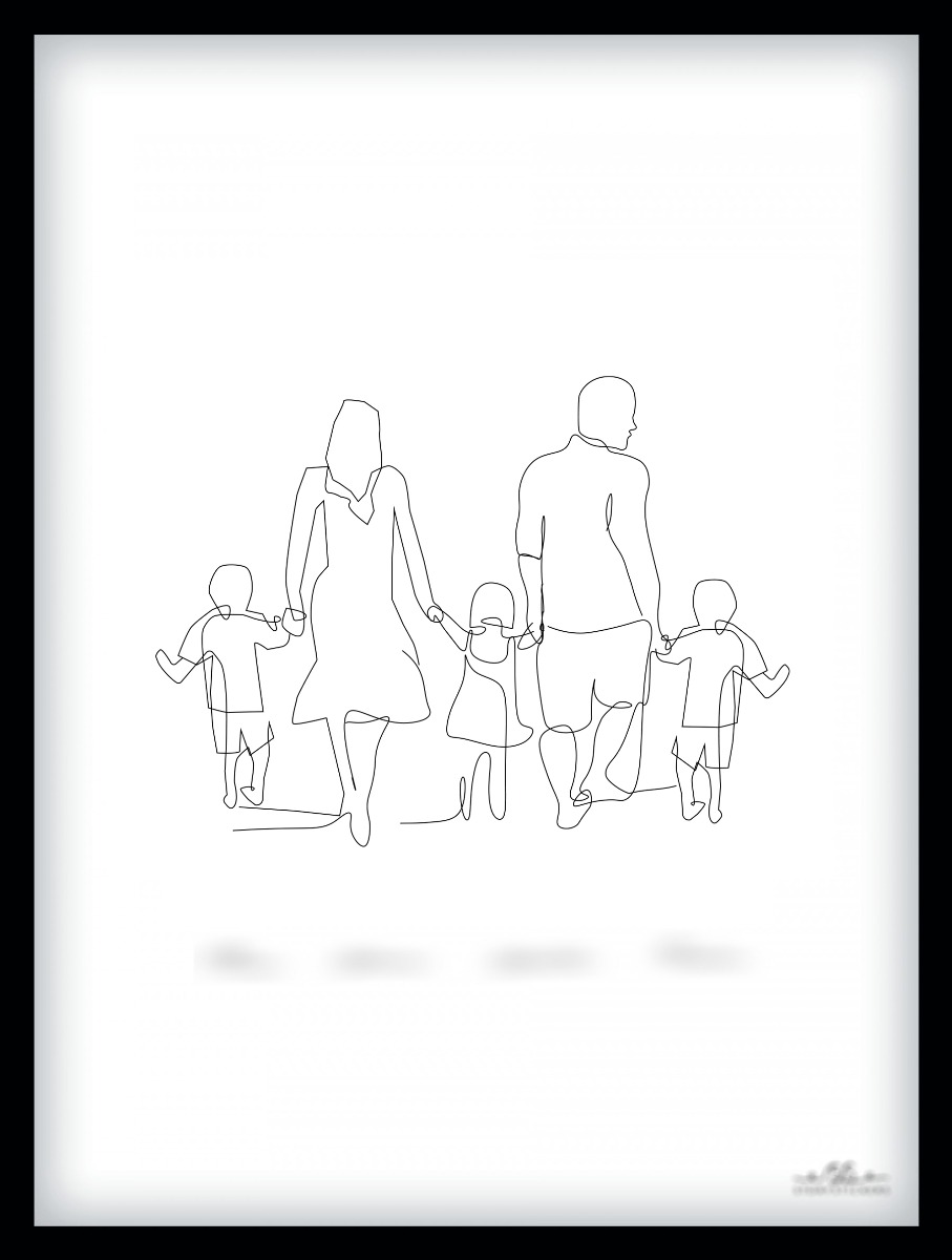 Affisch – Familj / 3 barn / 2 söner och dotter / Personlig