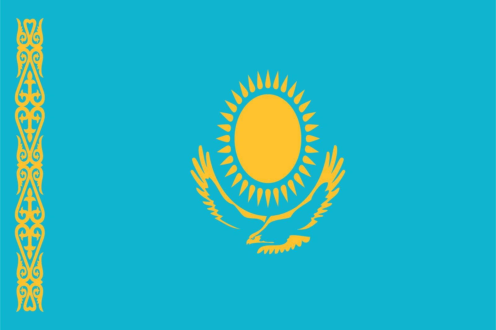 Kazakstan Flagga - Klistermärke