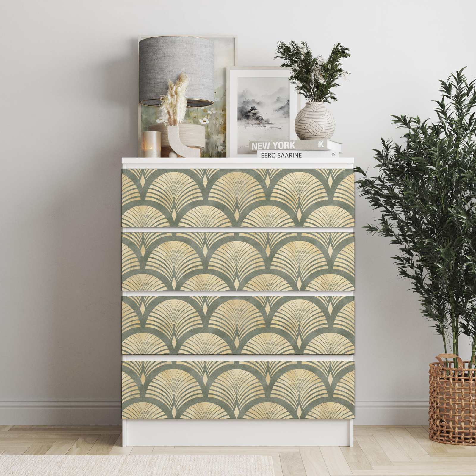Självhäftande klistermärken – Ikea Malm Dekaler / Välj Storlek / Art Deco Skal